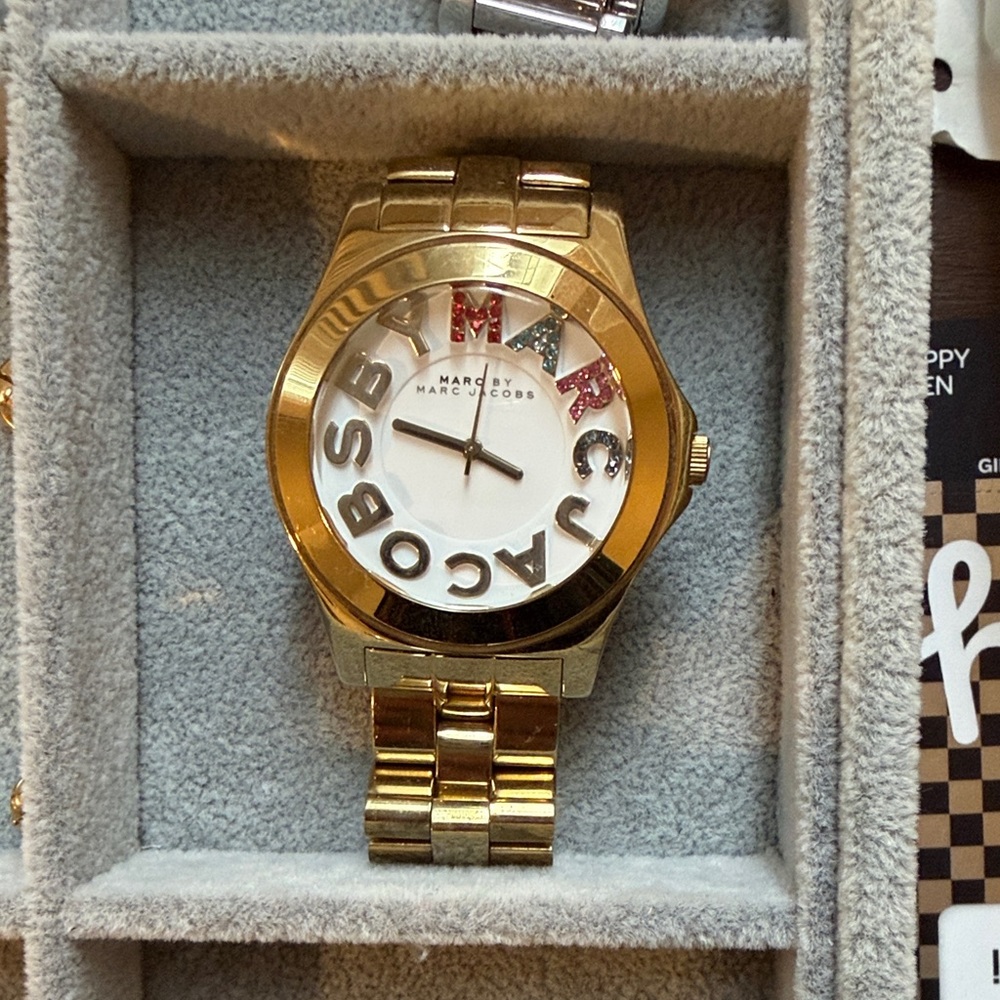 Marc by Marc Jacobs Gold-tone Logo Link Watch with White Dial